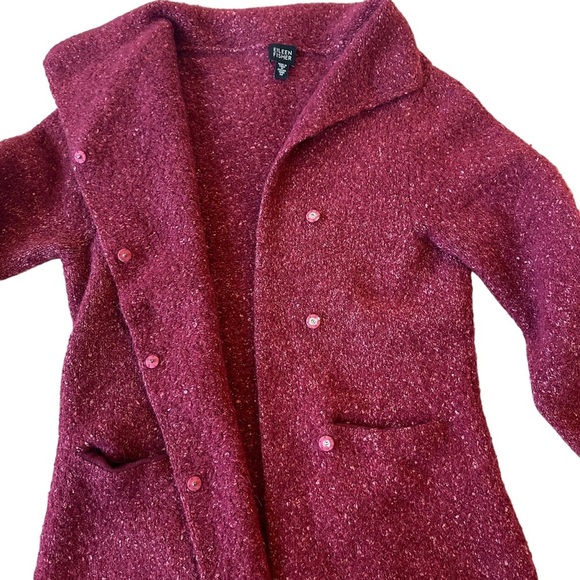 Eileen Fisher Button Front Cardigan Sweater Sz M Alpaca Wool Silk Nylon - Picture 2 of 15